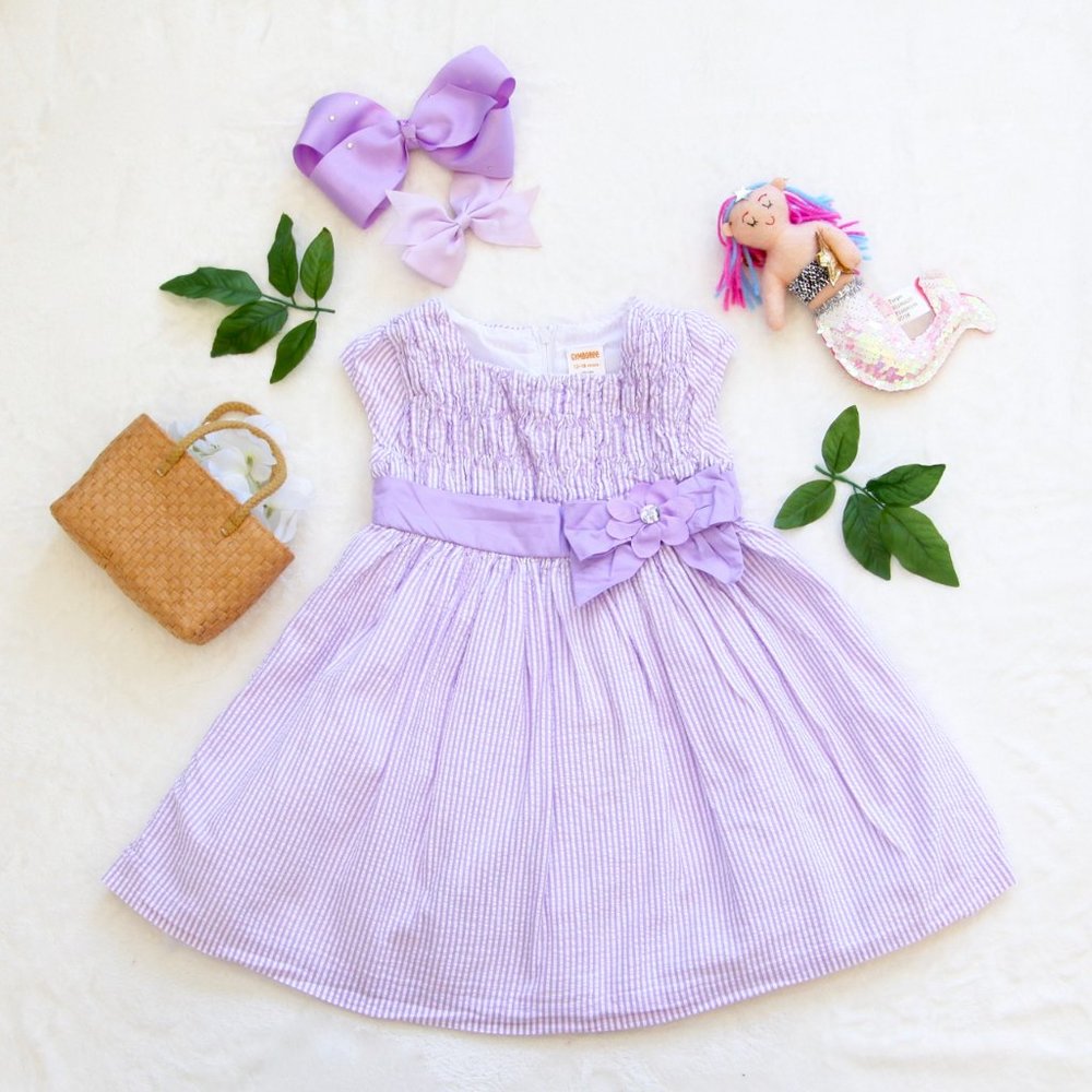 Lavender Striped Toddler Dress
